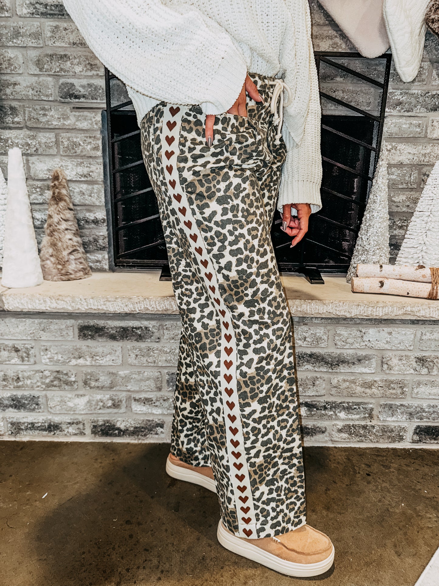 La La Leopard Wide Leg Pants