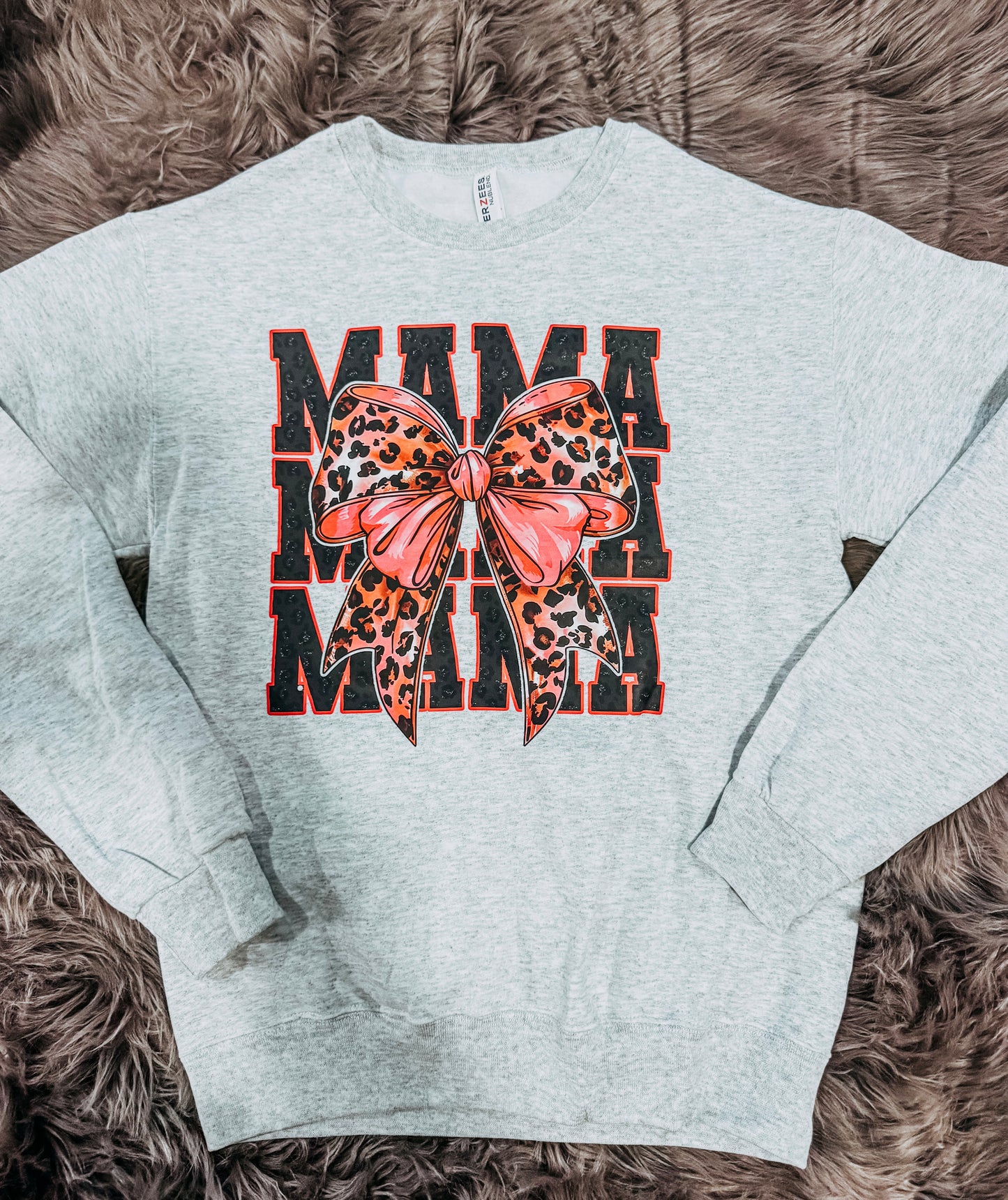 Mama Leopard Bow Sweatshirt