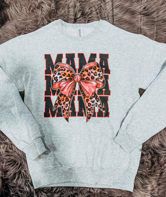 Mama Leopard Bow Sweatshirt
