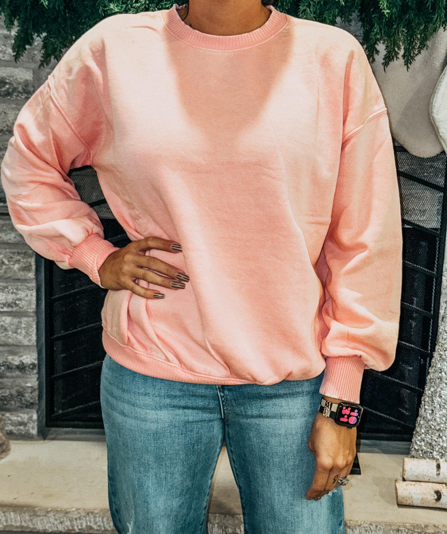 Jenna Acid Wash Pullover [Dark Pink]