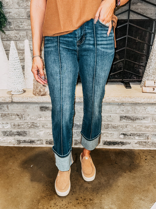 Kinsley High Rise Wide Cuffed Denim