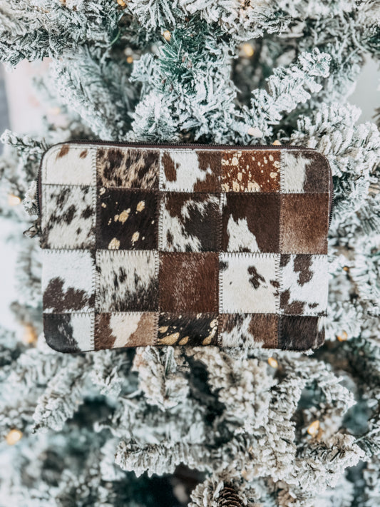 Hide Traveler Clutch [Brown + White]