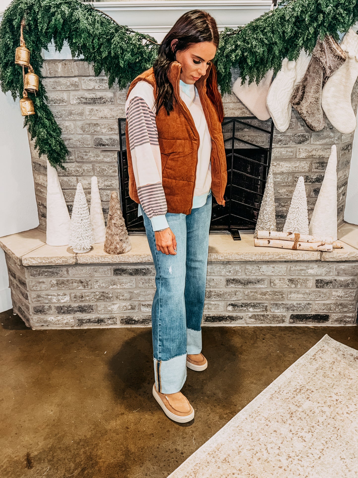 Coffee Corduroy Puffer Vest