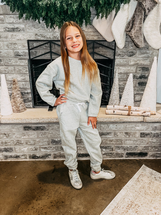 Kinsley Kids 2 Piece Jogger Set [Heather Grey)
