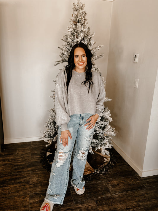 Angelina Cropped Pullover [Sleet]