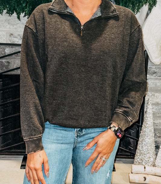 Kendall Acid Wash Half Zip