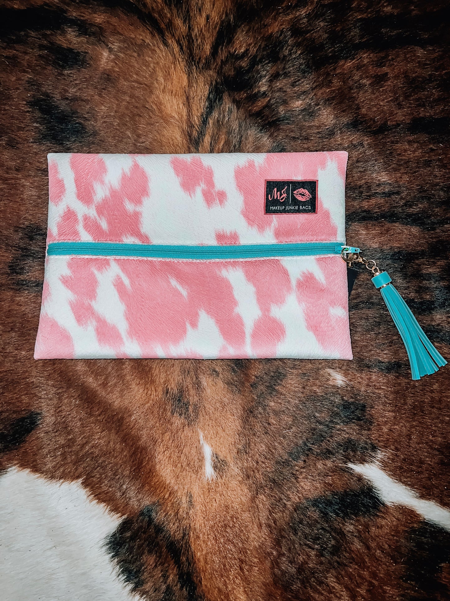 Pink Cow large makeup junkie bag Cactus Babes Boutique